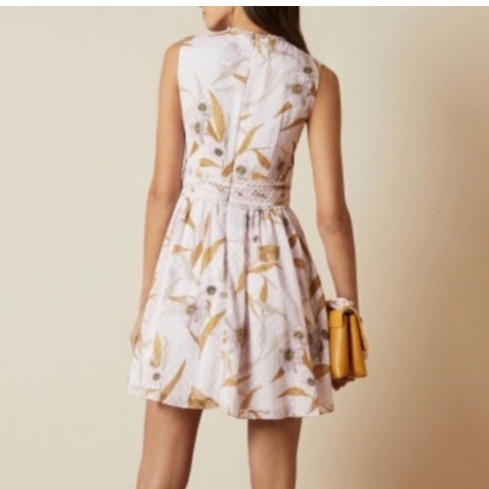 Ted Baker RONTIE Cabana print floral pink sleeveless dress TB 3 USA 8 - Picture 3 of 13